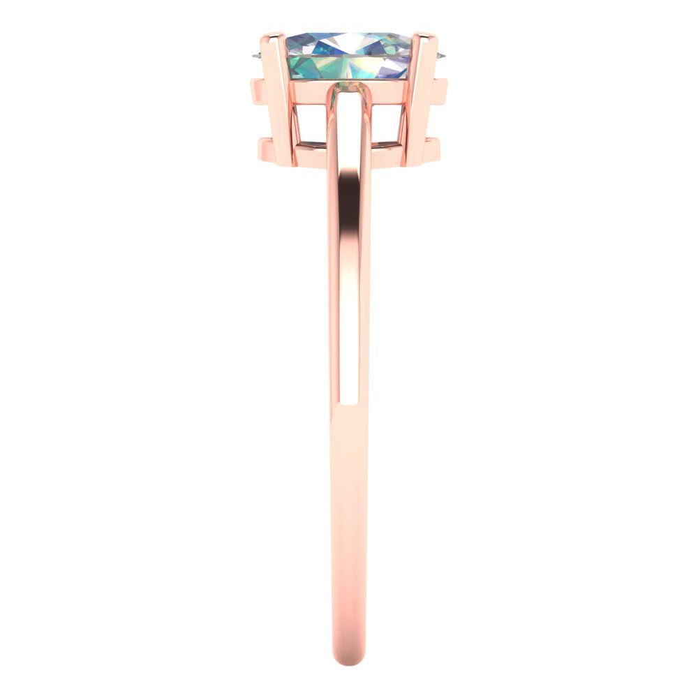 1 cttw Blue Moissanite Solitaire  Engagement Ring - Solid Gold (Oval Cut,7x5mm)