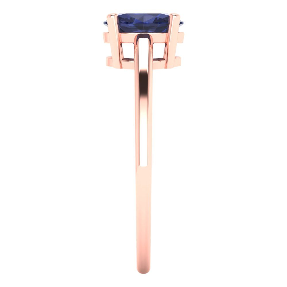 1 cttw Simulated Blue Sapphire Solitaire  Engagement Ring - Solid Gold (Oval Cut,7x5mm)