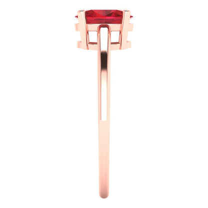 1 cttw Simulated Ruby Solitaire  Engagement Ring - Solid Rose Gold (VVS1, Oval Cut,7x5mm)