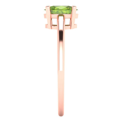 1 cttw Natural Peridot Solitaire  Engagement Ring - Solid Gold (Oval Cut,7x5mm)