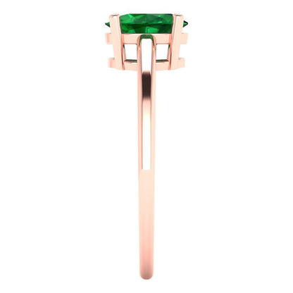 1 cttw Simulated Emerald Solitaire  Engagement Ring - Solid Gold (Oval Cut,7x5mm)