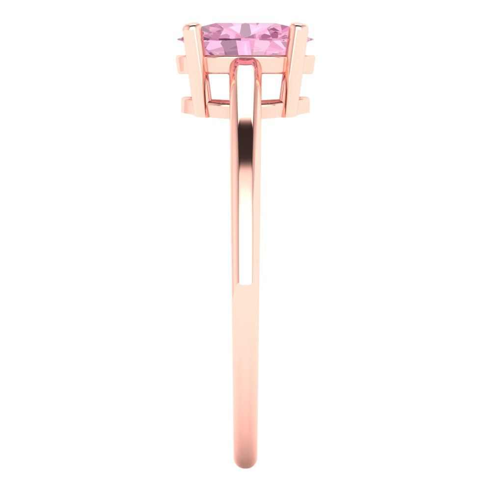 1 cttw Zirconia Simulated Pink Diamond Solitaire  Engagement Ring - Solid Gold (VVS1, Oval Cut,7x5mm)