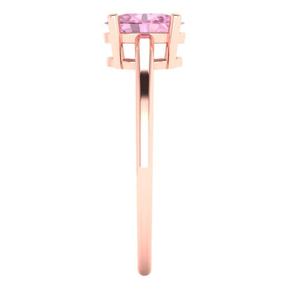 1 cttw Zirconia Simulated Pink Diamond Solitaire  Engagement Ring - Solid Gold (VVS1, Oval Cut,7x5mm)