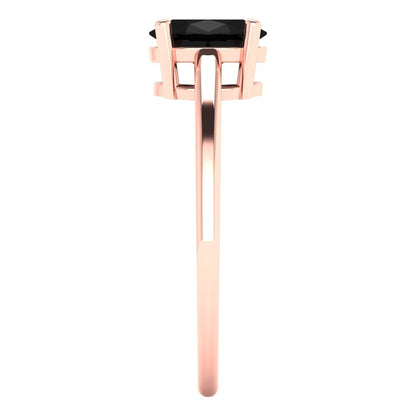 1 cttw Natural Onyx Solitaire  Engagement Ring - Solid Gold (Oval Cut,7x5mm)