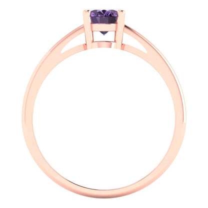 1 cttw Simulated Alexandrite Solitaire  Engagement Ring - Solid Gold (Oval Cut,7x5mm)