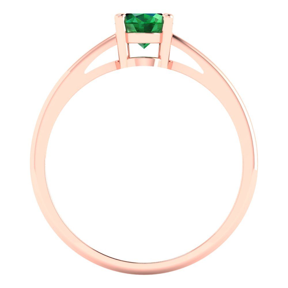 1 cttw Simulated Emerald Solitaire  Engagement Ring - Solid Gold (Oval Cut,7x5mm)