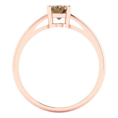 1 cttw Zirconia Simulated Champagne Diamond Solitaire  Engagement Ring - Solid Gold (VVS1, Oval Cut,7x5mm)