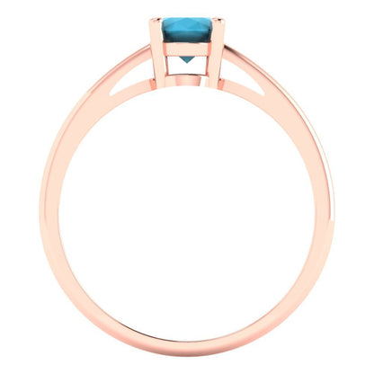 1 cttw Simulated Turquoise Solitaire  Engagement Ring - Solid Gold (Oval Cut,7x5mm)