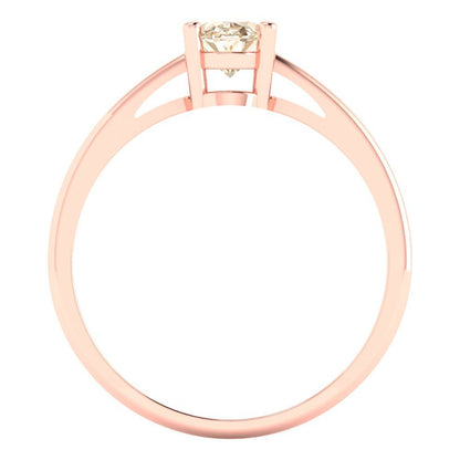 1 cttw Natural Morganite Solitaire  Engagement Ring - Solid Gold (Oval Cut,7x5mm)