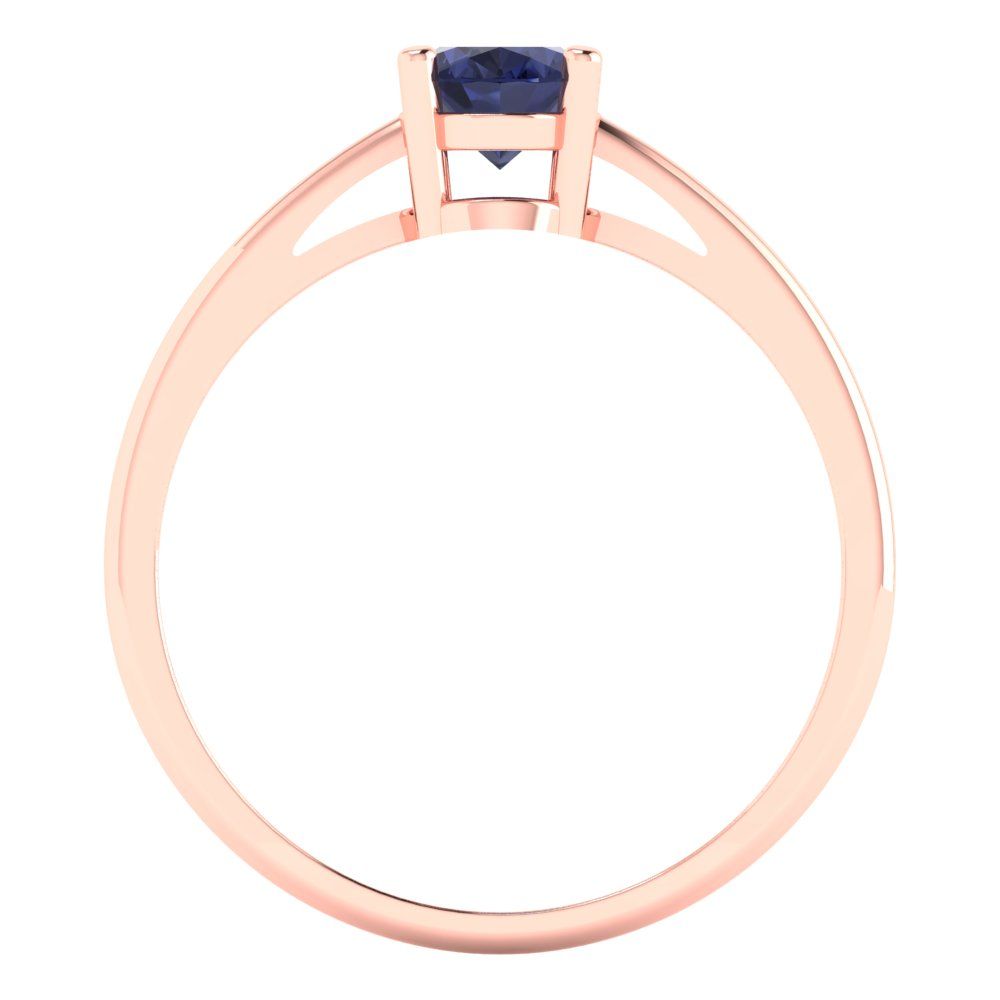 1 cttw Simulated Blue Sapphire Solitaire  Engagement Ring - Solid Gold (Oval Cut,7x5mm)