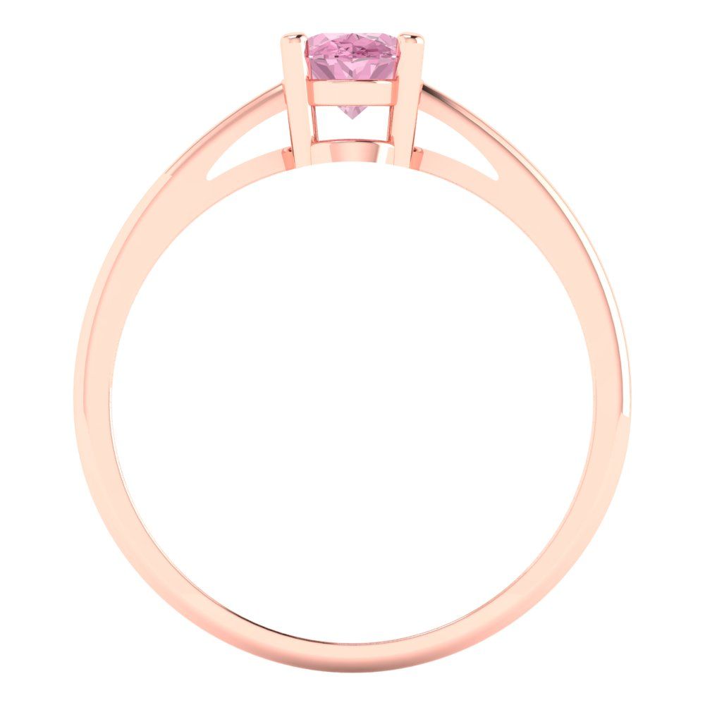 1 cttw Zirconia Simulated Pink Diamond Solitaire  Engagement Ring - Solid Gold (VVS1, Oval Cut,7x5mm)