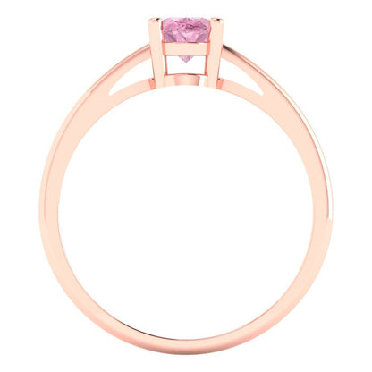 1 cttw Zirconia Simulated Pink Diamond Solitaire  Engagement Ring - Solid Gold (VVS1, Oval Cut,7x5mm)
