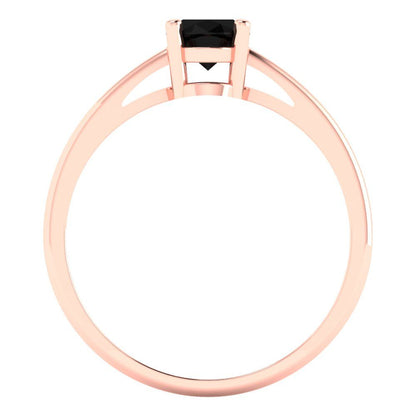 1 cttw Natural Onyx Solitaire  Engagement Ring - Solid Gold (Oval Cut,7x5mm)