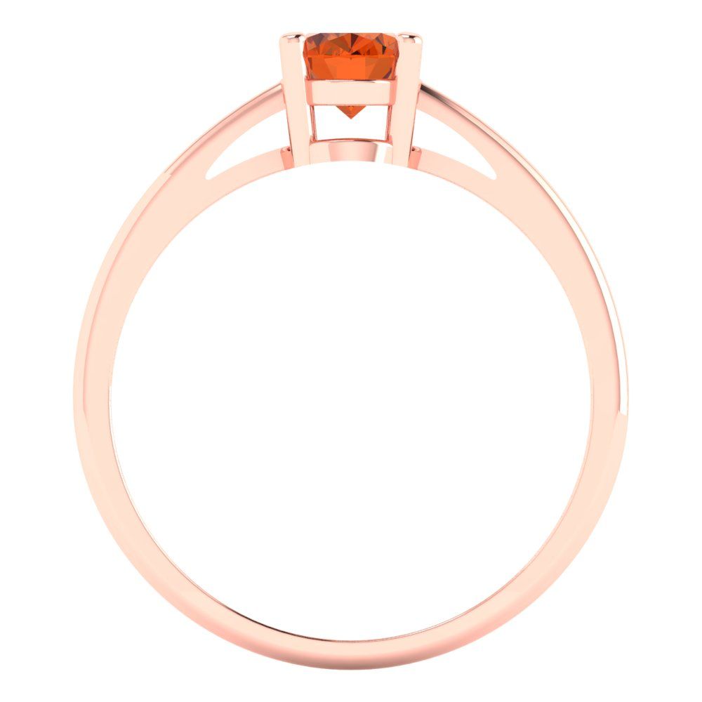 1 cttw Zirconia Simulated Red Diamond Solitaire  Engagement Ring - Solid Rose Gold (VVS1, Oval Cut,7x5mm)