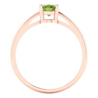 1 cttw Natural Peridot Solitaire  Engagement Ring - Solid Gold (Oval Cut,7x5mm)