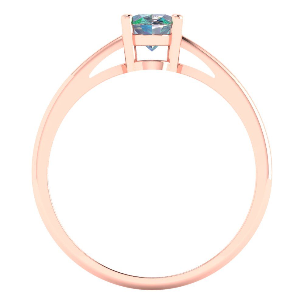 1 cttw Blue Moissanite Solitaire  Engagement Ring - Solid Gold (Oval Cut,7x5mm)