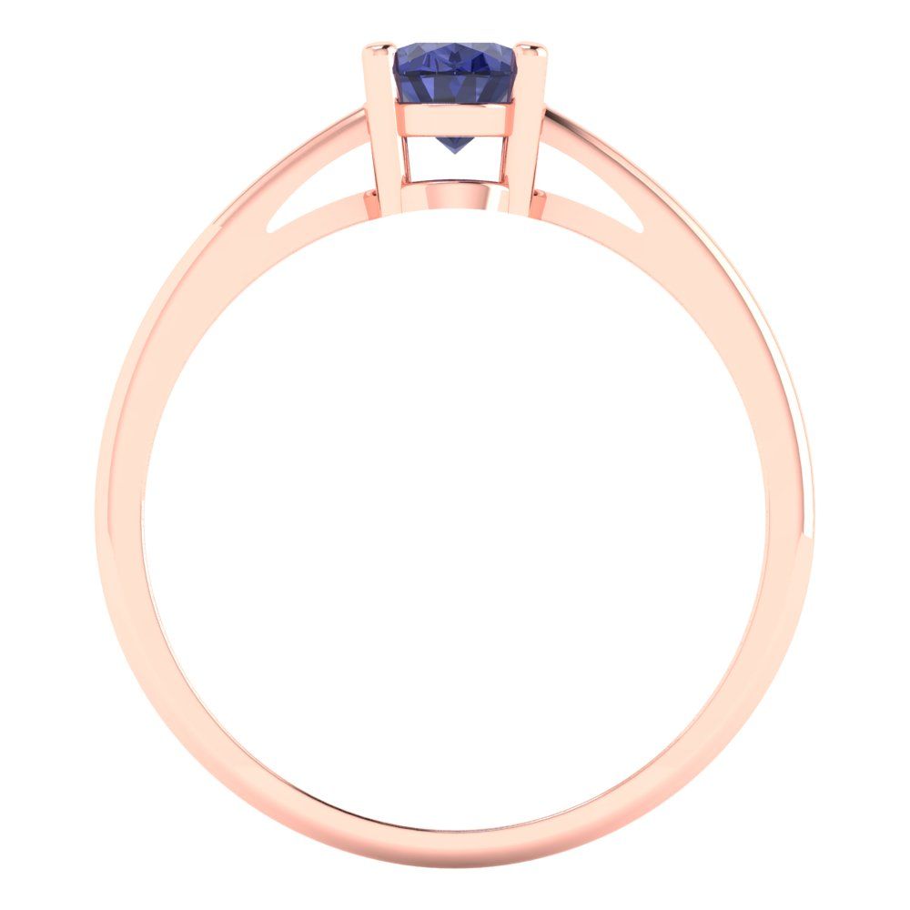 1 cttw Simulated Tanzanite Solitaire  Engagement Ring - Solid Gold (Oval Cut,7x5mm)