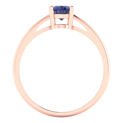 1 cttw Simulated Tanzanite Solitaire  Engagement Ring - Solid Gold (Oval Cut,7x5mm)