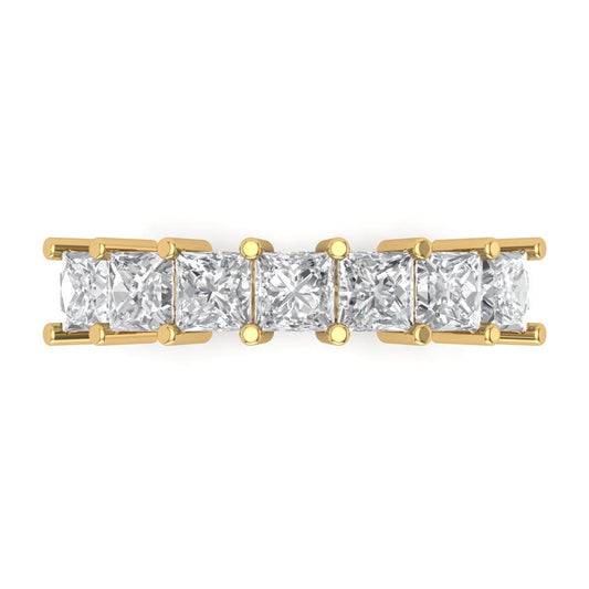 1.75 cttw Simulated Diamond Princess Cut Yellow Gold Eternity Wedding Band