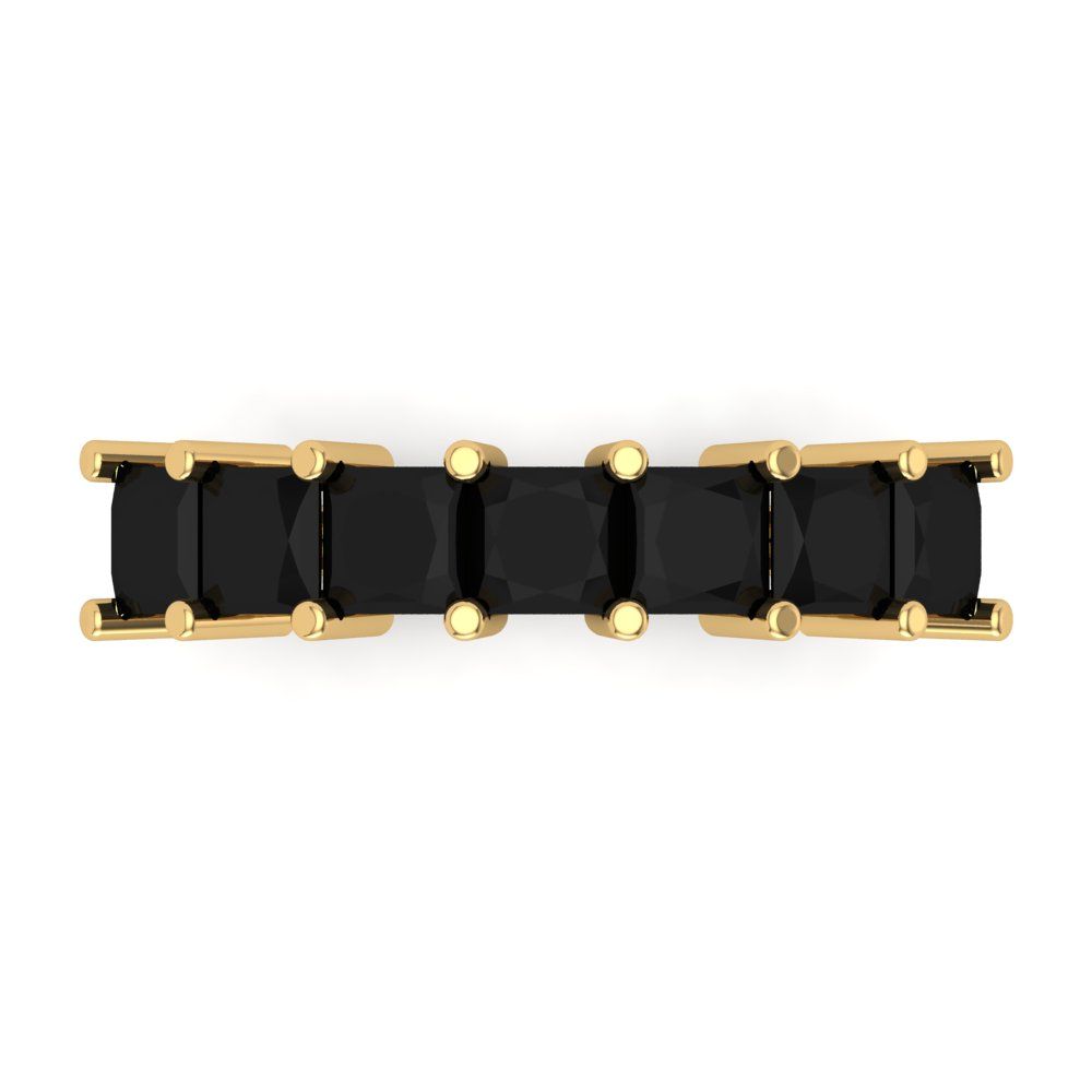 1.75 cttw Natural Onyx Princess Cut Yellow Gold Eternity Wedding Band