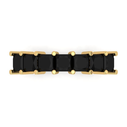 1.75 cttw Natural Onyx Princess Cut Yellow Gold Eternity Wedding Band