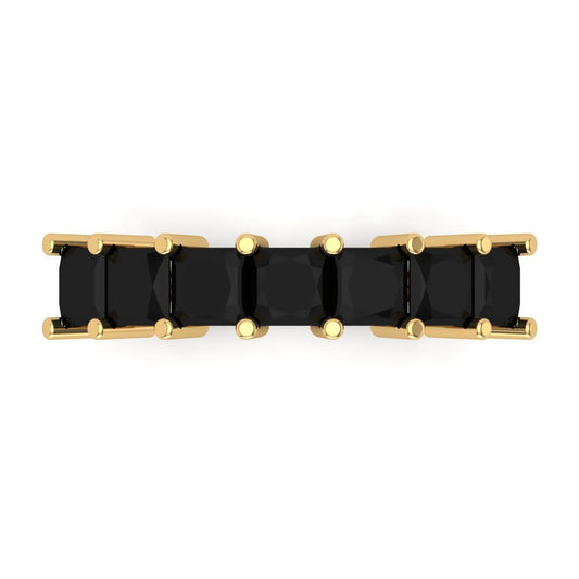 1.75 cttw Natural Onyx Princess Cut Yellow Gold Eternity Wedding Band