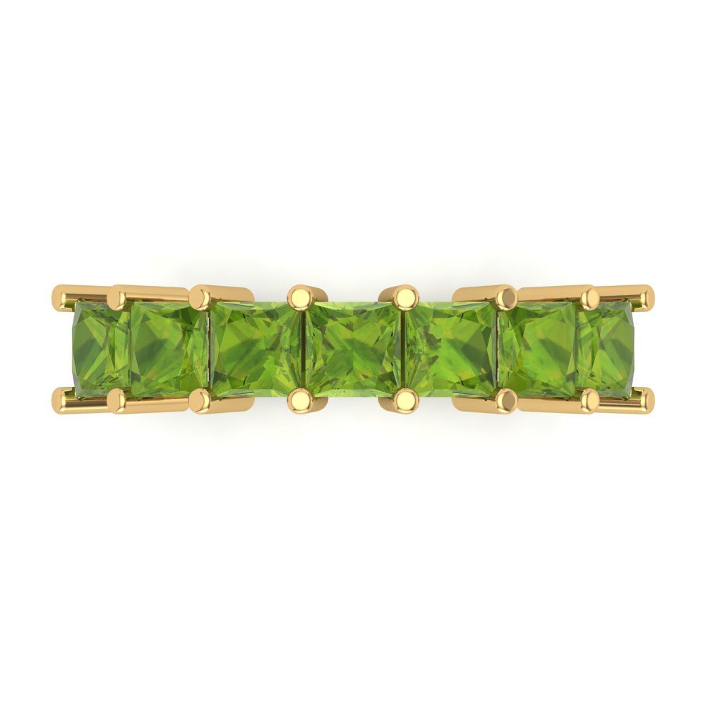 1.75 cttw Natural Peridot Princess Cut Yellow Gold Eternity Wedding Band