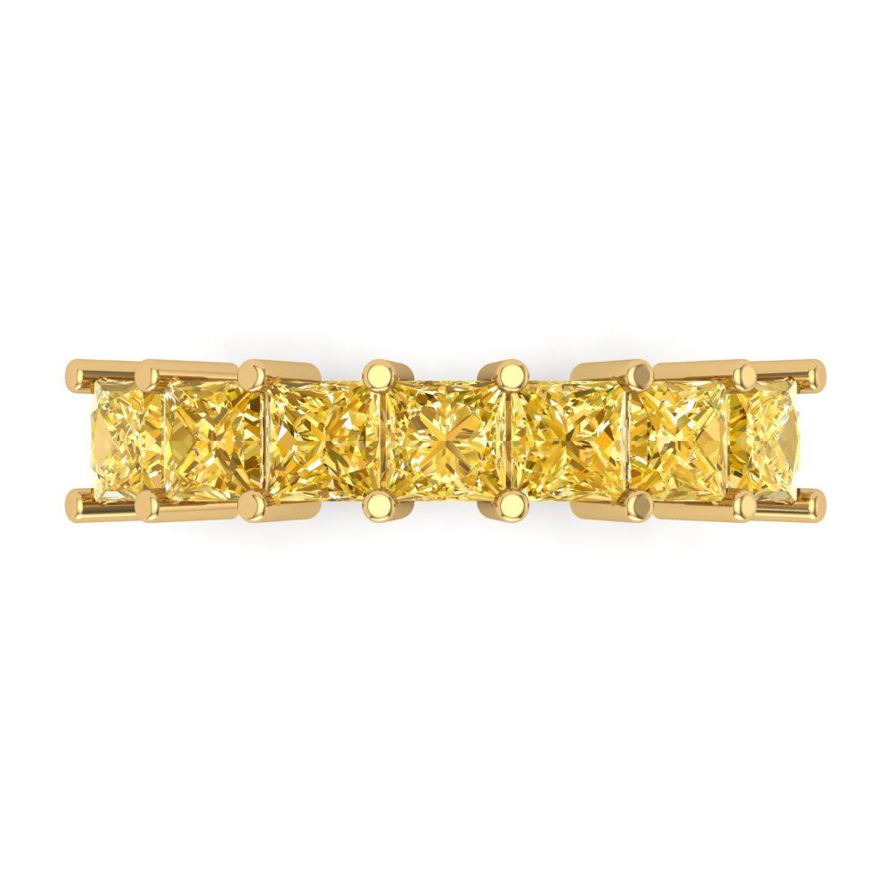 1.75 cttw Natural Citrine Princess Cut Yellow Gold Eternity Wedding Band