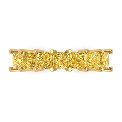 1.75 cttw Natural Citrine Princess Cut Yellow Gold Eternity Wedding Band