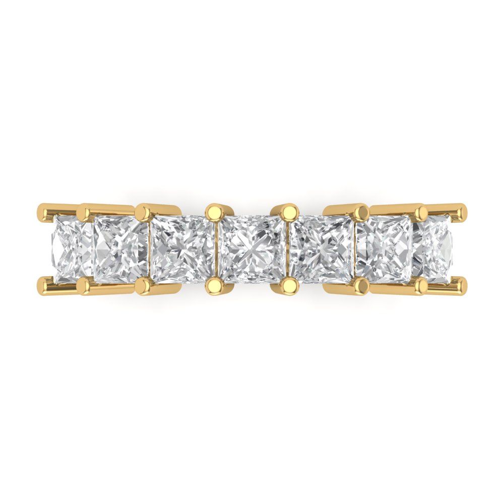 1.75 cttw Moissanite Princess Cut Yellow Gold Eternity Wedding Band