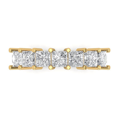 1.75 cttw Moissanite Princess Cut Yellow Gold Eternity Wedding Band