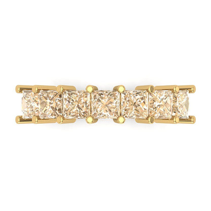 1.75 cttw Natural Morganite Princess Cut Yellow Gold Eternity Wedding Band