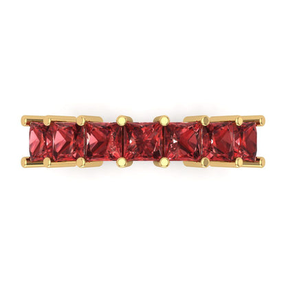 1.75 cttw Natural Garnet Princess Cut Yellow Gold Eternity Wedding Band