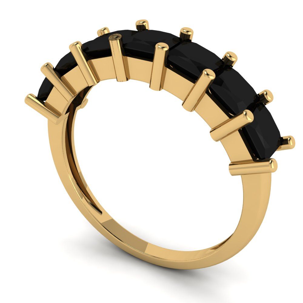 1.75 cttw Natural Onyx Princess Cut Yellow Gold Eternity Wedding Band