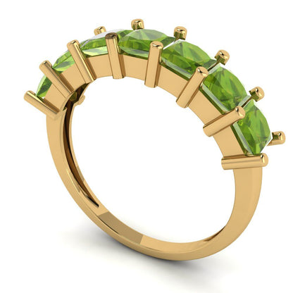 1.75 cttw Natural Peridot Princess Cut Yellow Gold Eternity Wedding Band