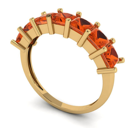 1.75 cttw Simulated Red Diamond Princess Cut Yellow Gold Eternity Wedding Band