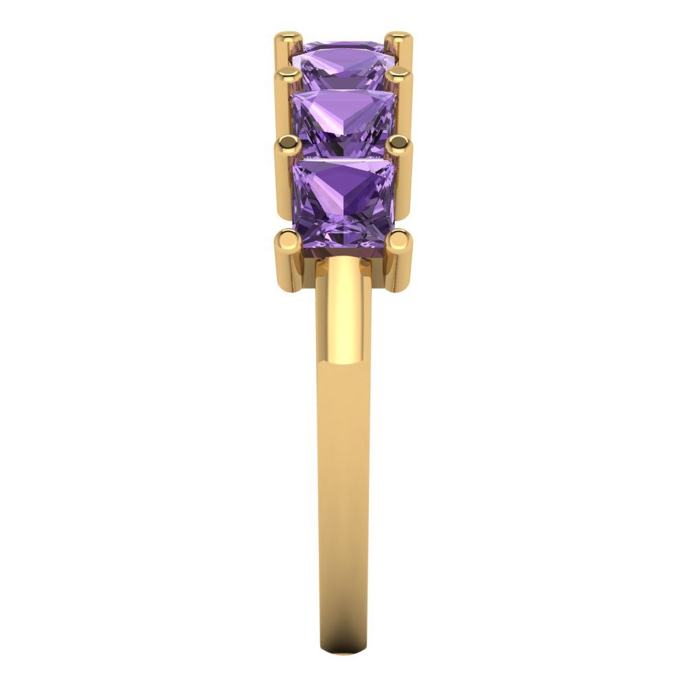 1.75 cttw Simulated Alexandrite Princess Cut Yellow Gold Eternity Wedding Band