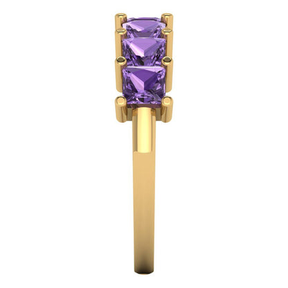 1.75 cttw Simulated Alexandrite Princess Cut Yellow Gold Eternity Wedding Band