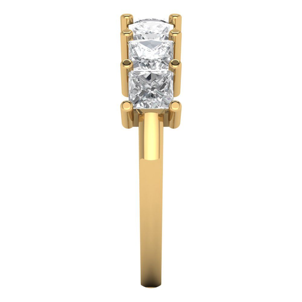1.75 cttw Moissanite Princess Cut Yellow Gold Eternity Wedding Band