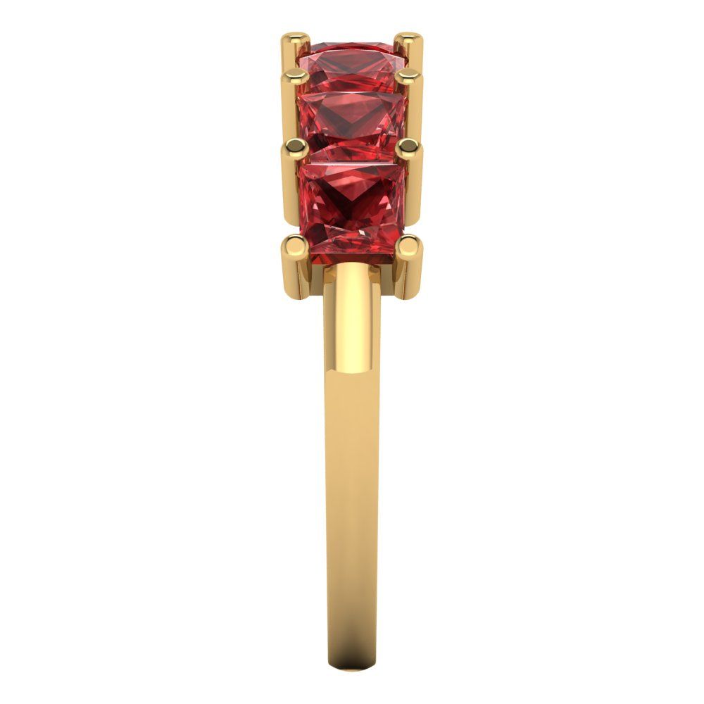 1.75 cttw Natural Garnet Princess Cut Yellow Gold Eternity Wedding Band