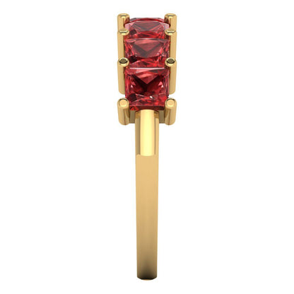 1.75 cttw Natural Garnet Princess Cut Yellow Gold Eternity Wedding Band