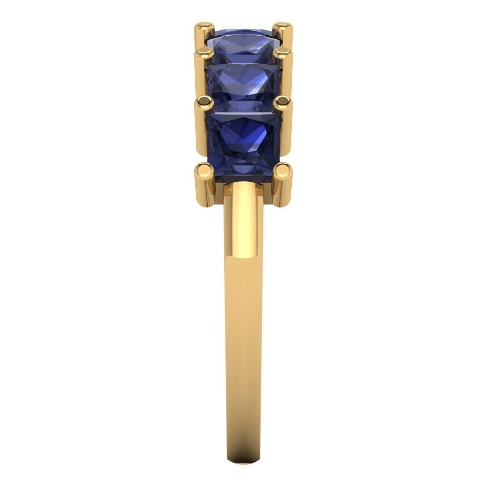 1.75 cttw Simulated Blue Sapphire Princess Cut Yellow Gold Eternity Wedding Band