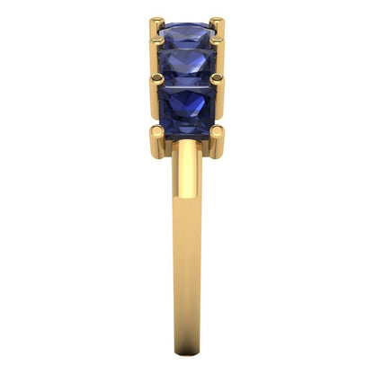 1.75 cttw Simulated Blue Sapphire Princess Cut Yellow Gold Eternity Wedding Band