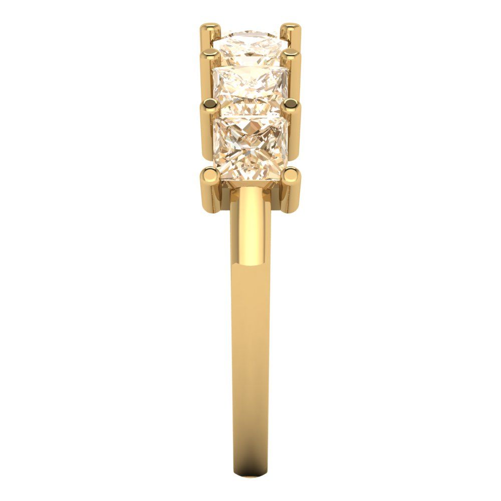 1.75 cttw Natural Morganite Princess Cut Yellow Gold Eternity Wedding Band