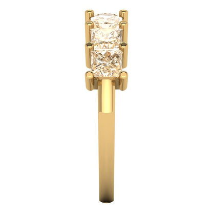 1.75 cttw Natural Morganite Princess Cut Yellow Gold Eternity Wedding Band