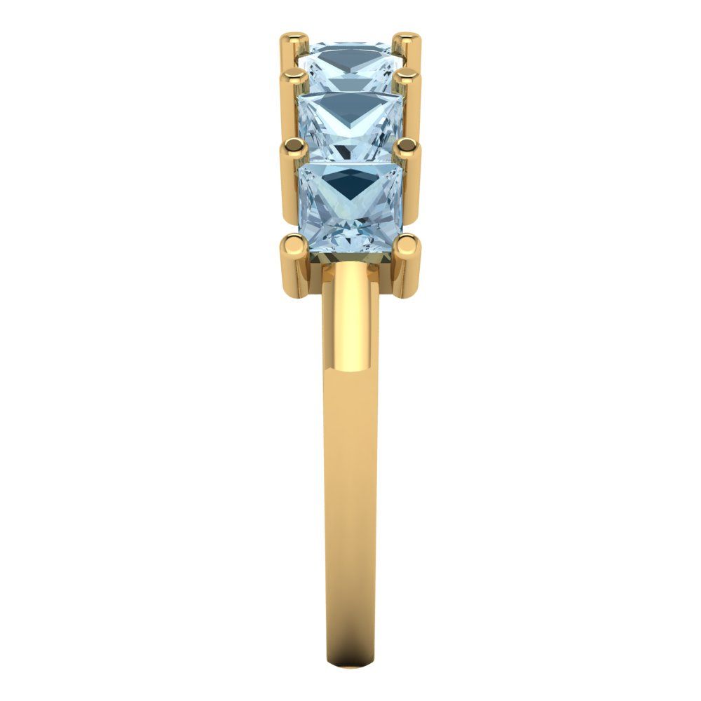 1.75 cttw Natural Swiss Blue Topaz Princess Cut Yellow Gold Eternity Wedding Band