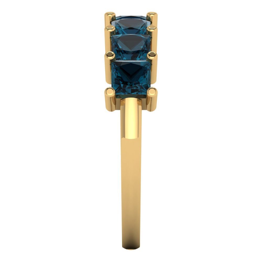 1.75 cttw Natural London Blue Topaz Princess Cut Yellow Gold Eternity Wedding Band
