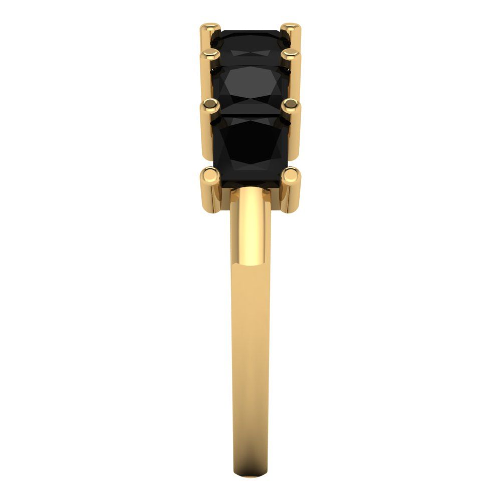 1.75 cttw Natural Onyx Princess Cut Yellow Gold Eternity Wedding Band