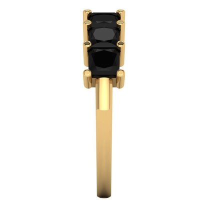 1.75 cttw Natural Onyx Princess Cut Yellow Gold Eternity Wedding Band
