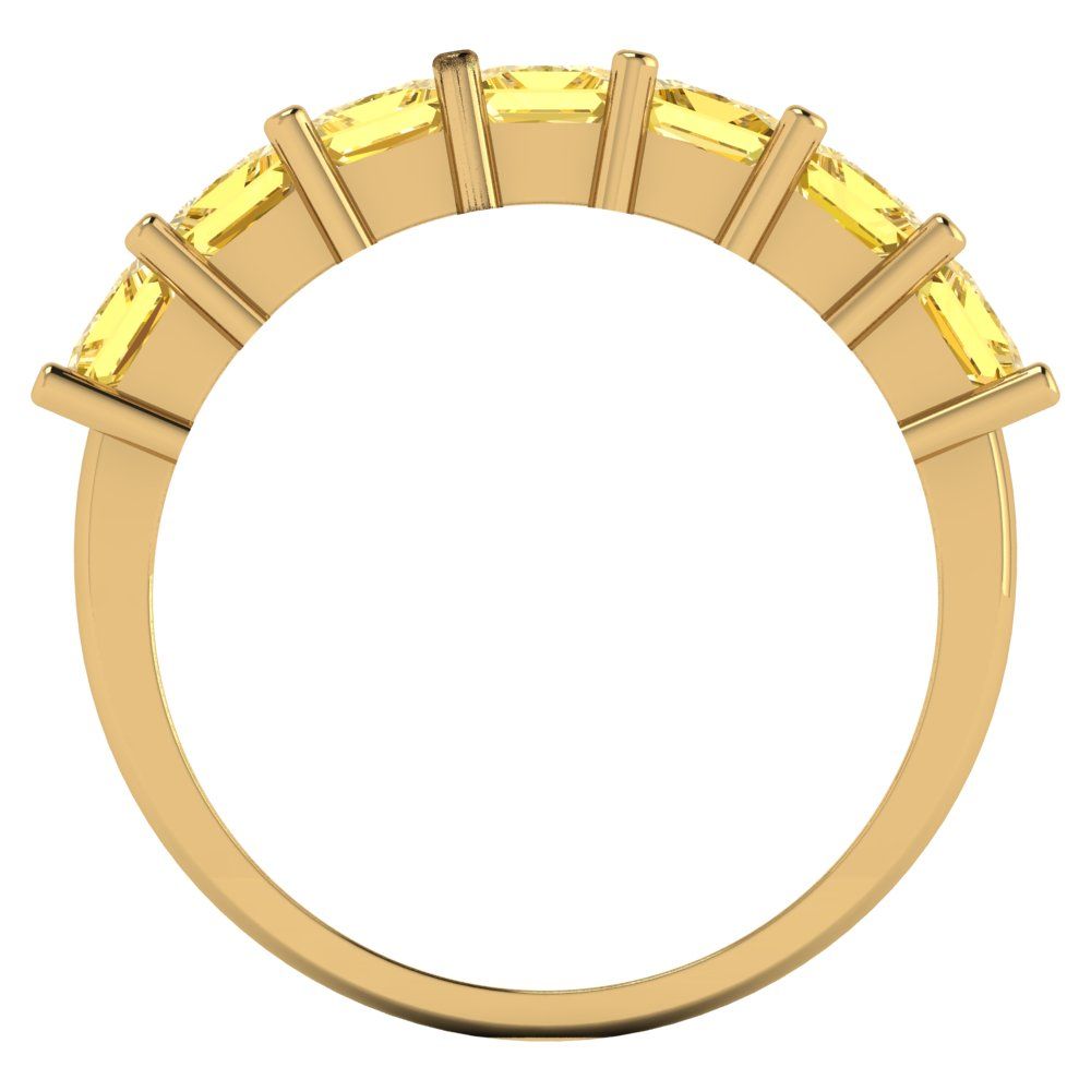 1.75 cttw Natural Citrine Princess Cut Yellow Gold Eternity Wedding Band